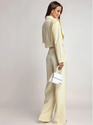 Stylowy garnitur z szerokimi spodniami ALEAH - cytrynowy  magmac 