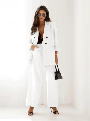 Stylowy garnitur z szerokimi spodniami ELONI - biały  magmac 