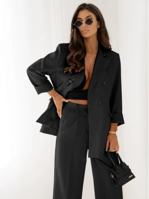 Stylowy garnitur z szerokimi spodniami ELONI - czarny  magmac 