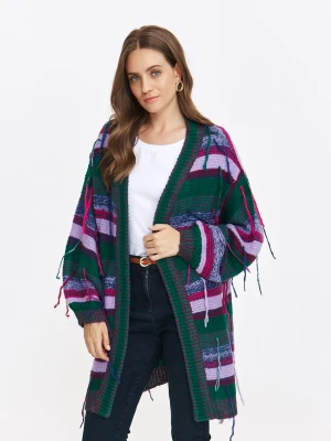 Stylowy kardigan w kolorowe paski z ozdobnymi nitkami Top Secret