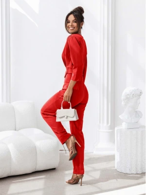 Stylowy kombinezon z ozdobnym paskiem IRA - czerwony  magmac 