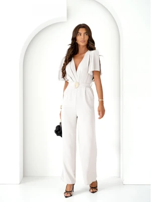 Stylowy kombinezon z szerokimi nogawkami DORELA - biały  magmac 