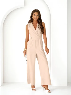 Stylowy kombinezon z szerokimi nogawkami MODEA - beżowy  magmac 
