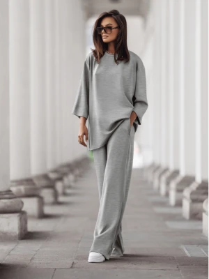 Stylowy komplet dresowy z tencelu MEGARA - szary melanż  magmac 