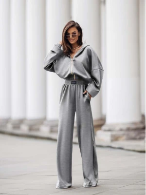 Stylowy komplet dresowy z tencelu MIKKA - szary melanż  magmac 