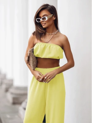 Stylowy komplet top z szerokimi spodniami MATILDE - bananowy  magmac 