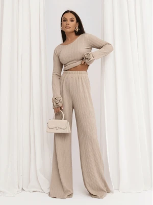 Stylowy komplet z plecionej dzianiny MAVEN - beżowy  magmac 