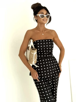 Stylowy komplet z szerokimi spodniami KOTOE - czarny  magmac 