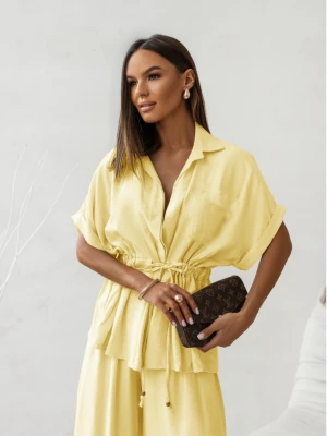 Stylowy komplet z szerokimi spodniami VELENA - cytrynowy  magmac 