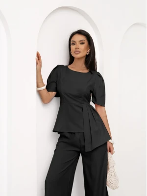 Stylowy komplet z szerokimi spodniami ZEFRA - czarny  magmac 