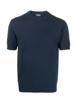 Stylowy Niebieski Męski T-shirt Drumohr
