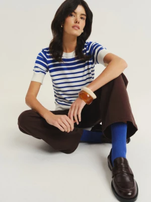 Stylowy sweter w niebiesko-białe paski Greenpoint