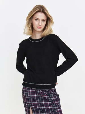 Stylowy sweter ze srebrną nitką TOP SECRET Czarny