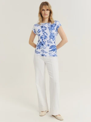 Stylowy top w niebieskie kwiaty Greenpoint