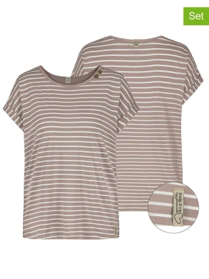 Sublevel Koszulki (2 szt.) w kolorze biało-szarobrązowym rozmiar: L