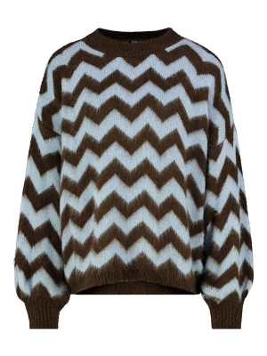 Sublevel Sweter w kolorze ciemnobrązowo-błękitnym rozmiar: M / L