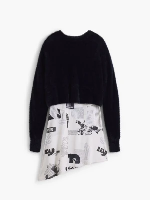 Sukienka 2 w 1 gazeta Desigual czarny