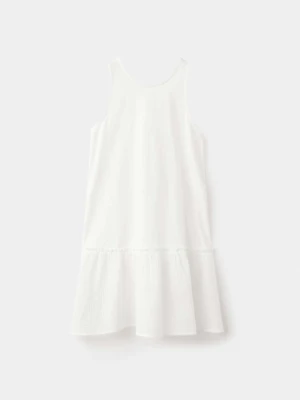 Sukienka bawełniana ze skrzyżowanymi paskami z tyłu złamana biel - Dzieci - lata - MANGO KIDS