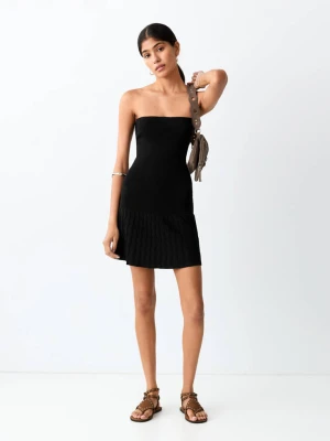 Sukienka bez ramiączek z falbanką czarny - Teen - - MANGO TEEN