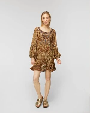 Sukienka CAMILLA BLOUSON SLEEVE A LINE FRILL