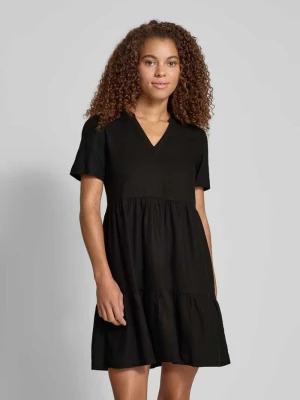 Sukienka casualowa o kroju comfort fit z mieszanki wiskozy i lnu model ‘TIRI-CARO’ Only