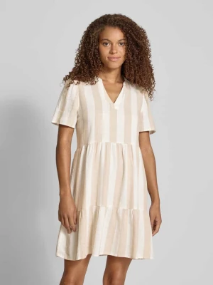 Sukienka casualowa o kroju comfort fit z mieszanki wiskozy i lnu model ‘TIRI-CARO’ Only