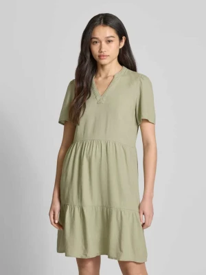 Sukienka casualowa o kroju comfort fit z mieszanki wiskozy i lnu model ‘TIRI-CARO’ Only