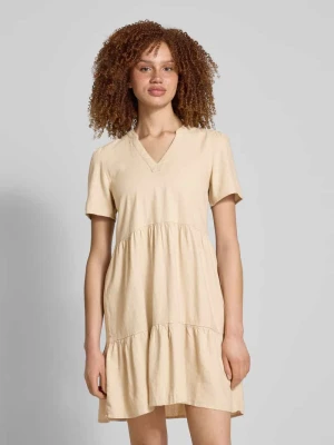 Sukienka casualowa o kroju comfort fit z mieszanki wiskozy i lnu model ‘TIRI-CARO’ Only