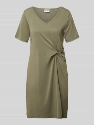 sukienka casualowa o kroju regular fit z mieszanki wiskozy model 'ANORA' Pieces Khaki