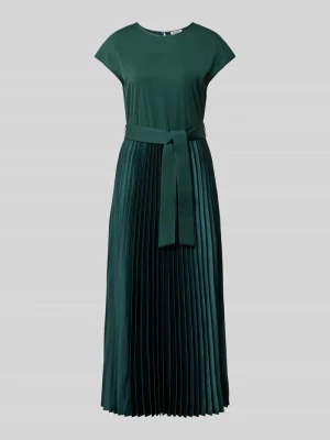 sukienka casualowa o kroju regular fit z plisowaną spódnicą model 'GELA' Weekend Max Mara Ciemnozielony