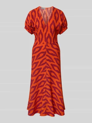 Sukienka casualowa o linii a z dekoltem w serek model 'KOMFORTABLE' Essentiel Antwerp Jasnoczerwony