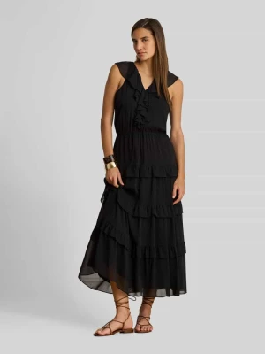 Sukienka casualowa o luźnym kroju z falbanami Lauren Ralph Lauren Czarny