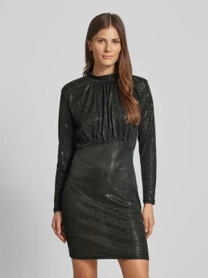 Sukienka cekinowa dopasowana z poduszkami na ramionach model ‘EVALINE’ Vero Moda Metaliczny czarny