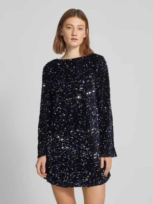 Sukienka cekinowa o kroju regular fit z kokardą model ‘KAM’ Pieces Czarny