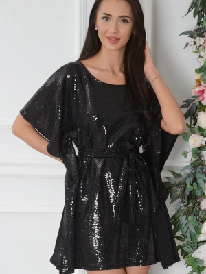 Sukienka cekinowa oversize z paskiem czarna Stormy Cocomoda.pl - odzież damska, sukienki, buty, dodatki