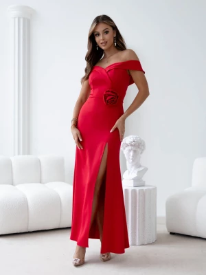 Sukienka Chloe długa czerwona dopasowana na wesele gorsetowa maxi PERFE