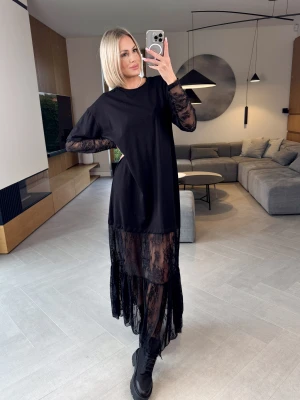 Sukienka Czarna Maxi z Koronką ClothStore