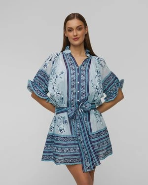 Sukienka damska Juliet Dunn Cherry Blossom Blouson Dress in China Blue