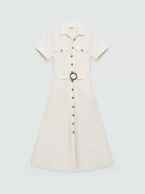 Sukienka damska midi jeansowa trapezowa biała Becca 100 BIG STAR