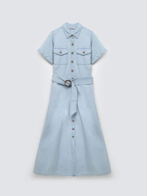 Sukienka damska midi jeansowa trapezowa niebieska Becca 136 BIG STAR