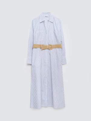 Sukienka damska midi koszulowa jasnoniebieska Merinsa 400 BIG STAR