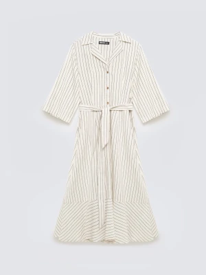 Sukienka damska midi koszulowa w prążek perłowa Kemesi 103 BIG STAR