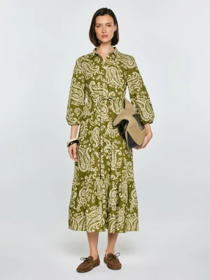 Sukienka damska midi ze wzorem paisley zielona Mazekin 301 BIG STAR