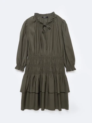 Sukienka damska mini z wiskozy khaki Kakuni 303 BIG STAR