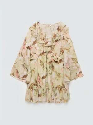 Sukienka damska mini z wiskozy w roślinny wzór Amisi 000 BIG STAR