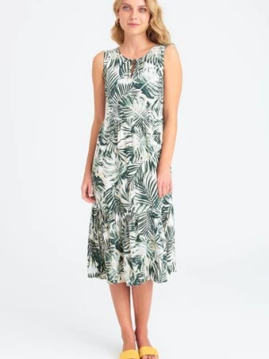 Sukienka damska na ramiączka z motywem roślinnym Greenpoint