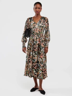 Sukienka damska z dekoltem v-neck z kolorowym nadrukiem Natela 000 BIG STAR