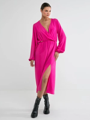 Sukienka damska z wiskozy midi różowa Rene 601 BIG STAR