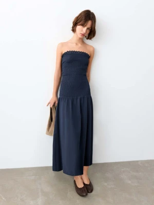 Sukienka dekolt bandeau granatowy - Dziewczyna - - MANGO TEEN