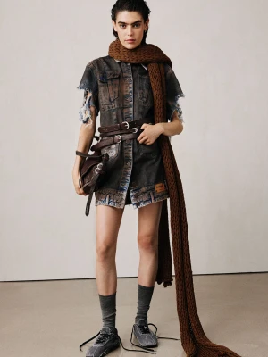 Sukienka denim studio Desigual brązowy